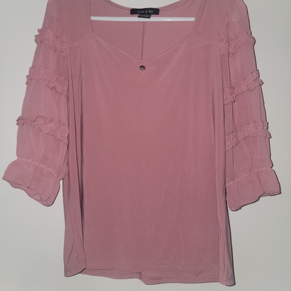 Chic Mauve Blouse with Ruffle Sleeves